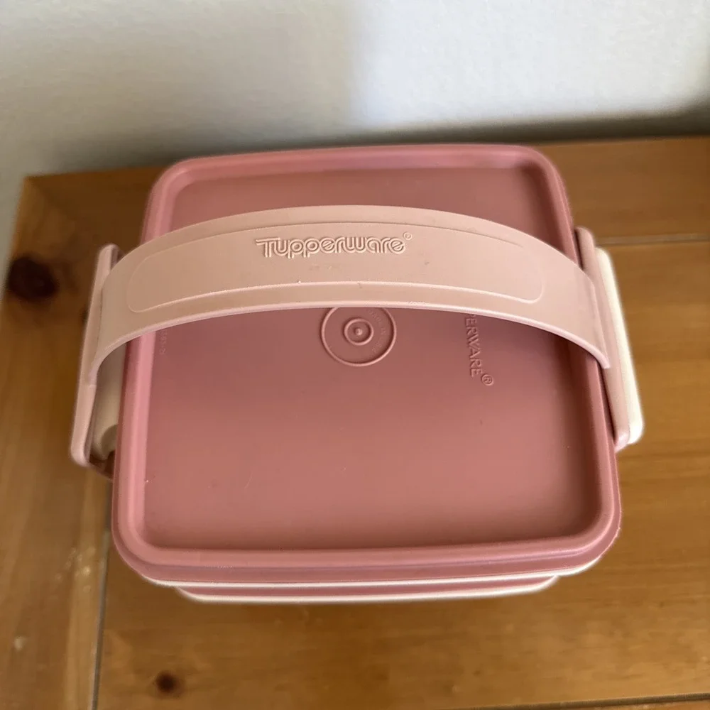 Tupperware Set - Lunch Goody Box Squares, Bowls Midget Southwestern Pink Vintage